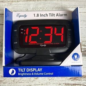 Equity Digital Alarm Clock with 1.8” Tilt Display Brightness & Volume Control